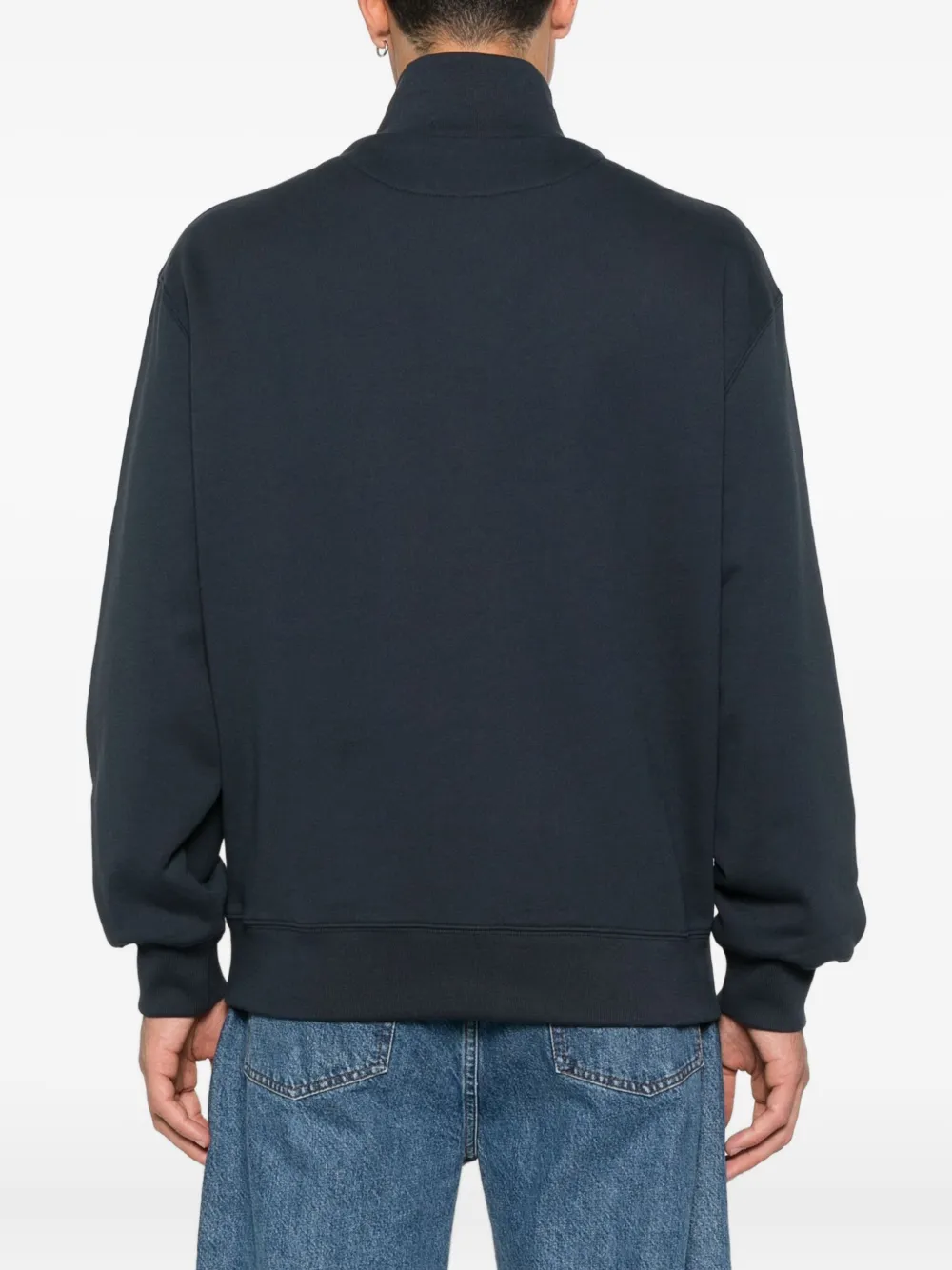 Maison Kitsuné Sweater met halve rits en vossenkop Blauw