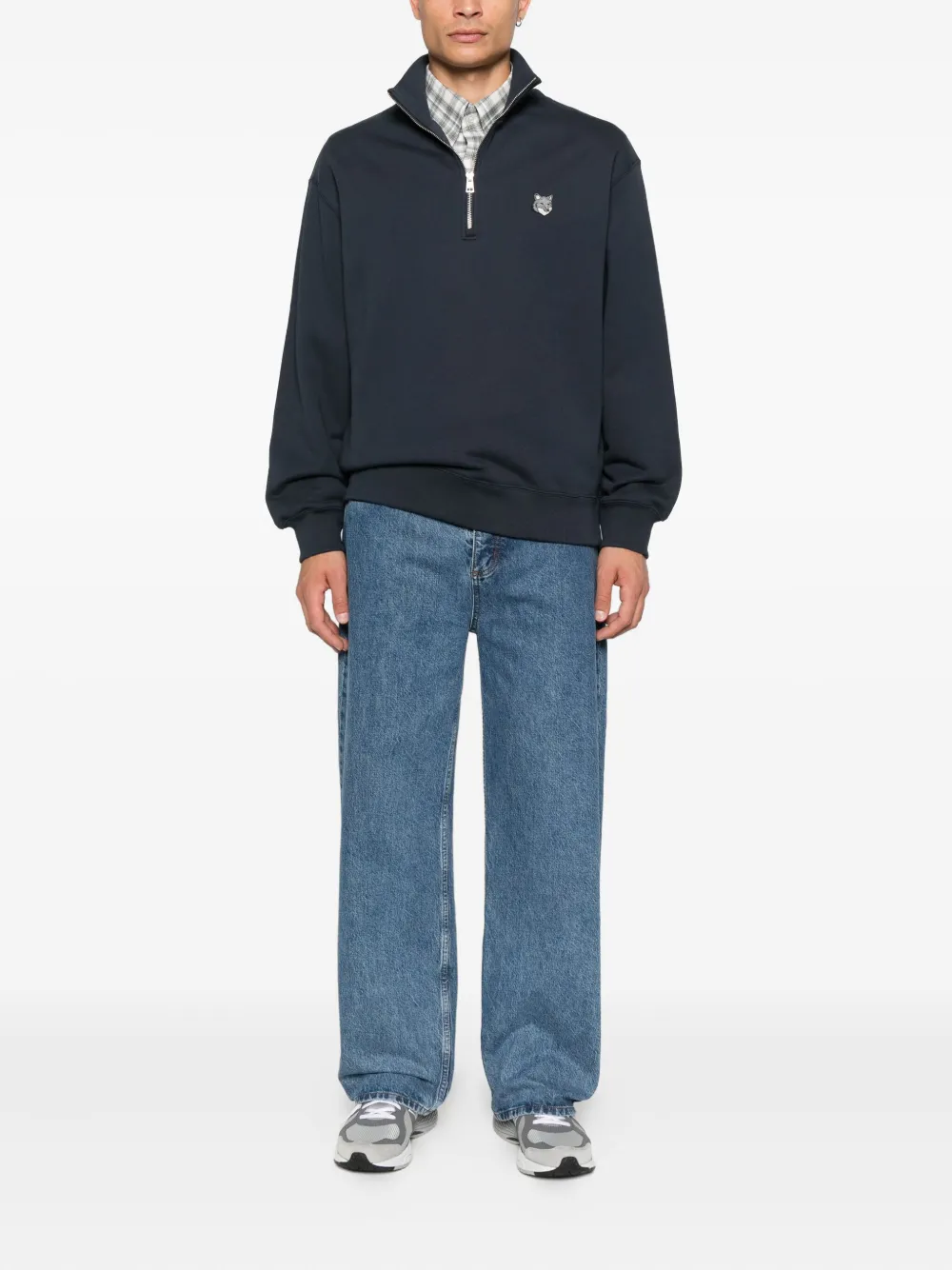 Maison Kitsuné half-zip fox-head sweatshirt - Blauw
