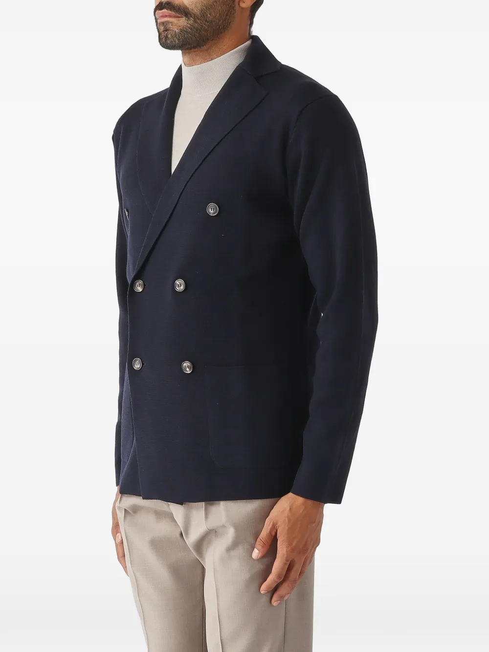 Filippo De Laurentiis Jack met dubbele rij knopen en zak Blauw