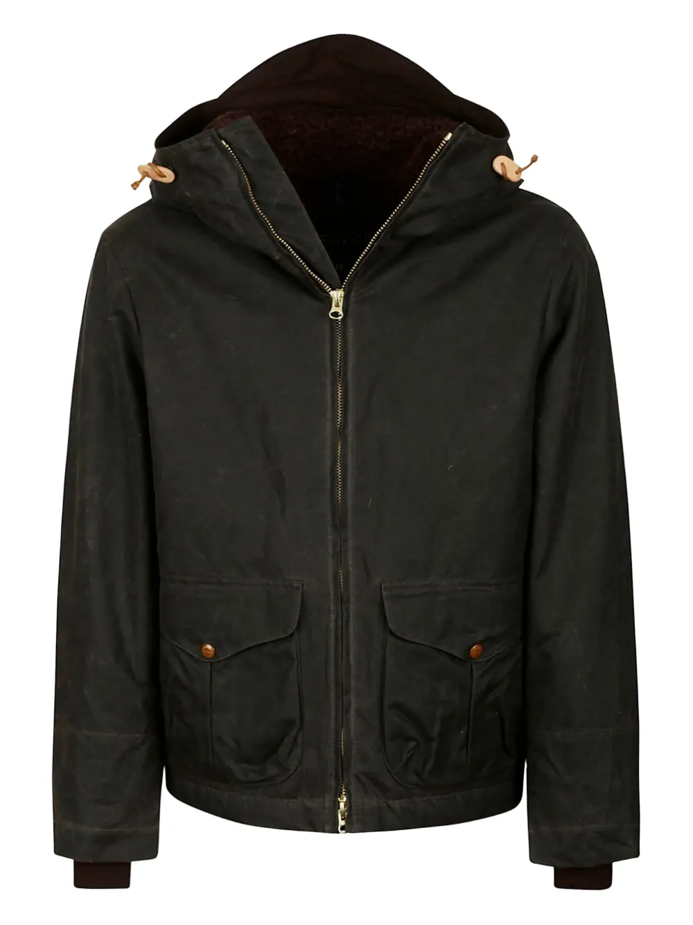 Ceccarelli Buttoned Hooded Jacket In Brown