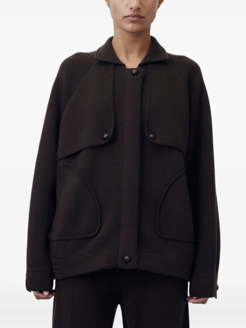 Allude drop-shoulder felted jacket | Brown | Image 1