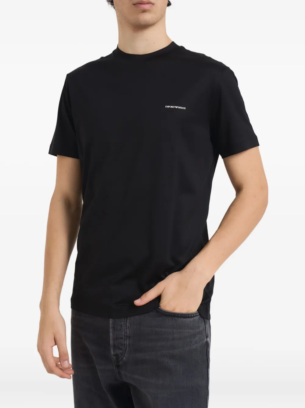 Emporio Armani logo-print T-shirt - Zwart