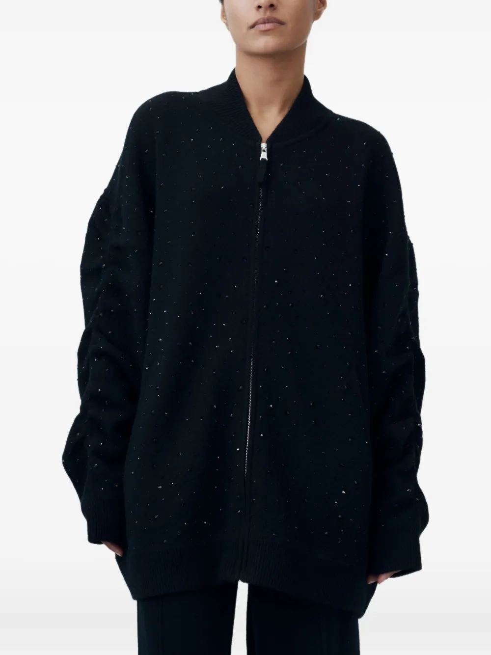 Allude Zip-up Cardigan In Black