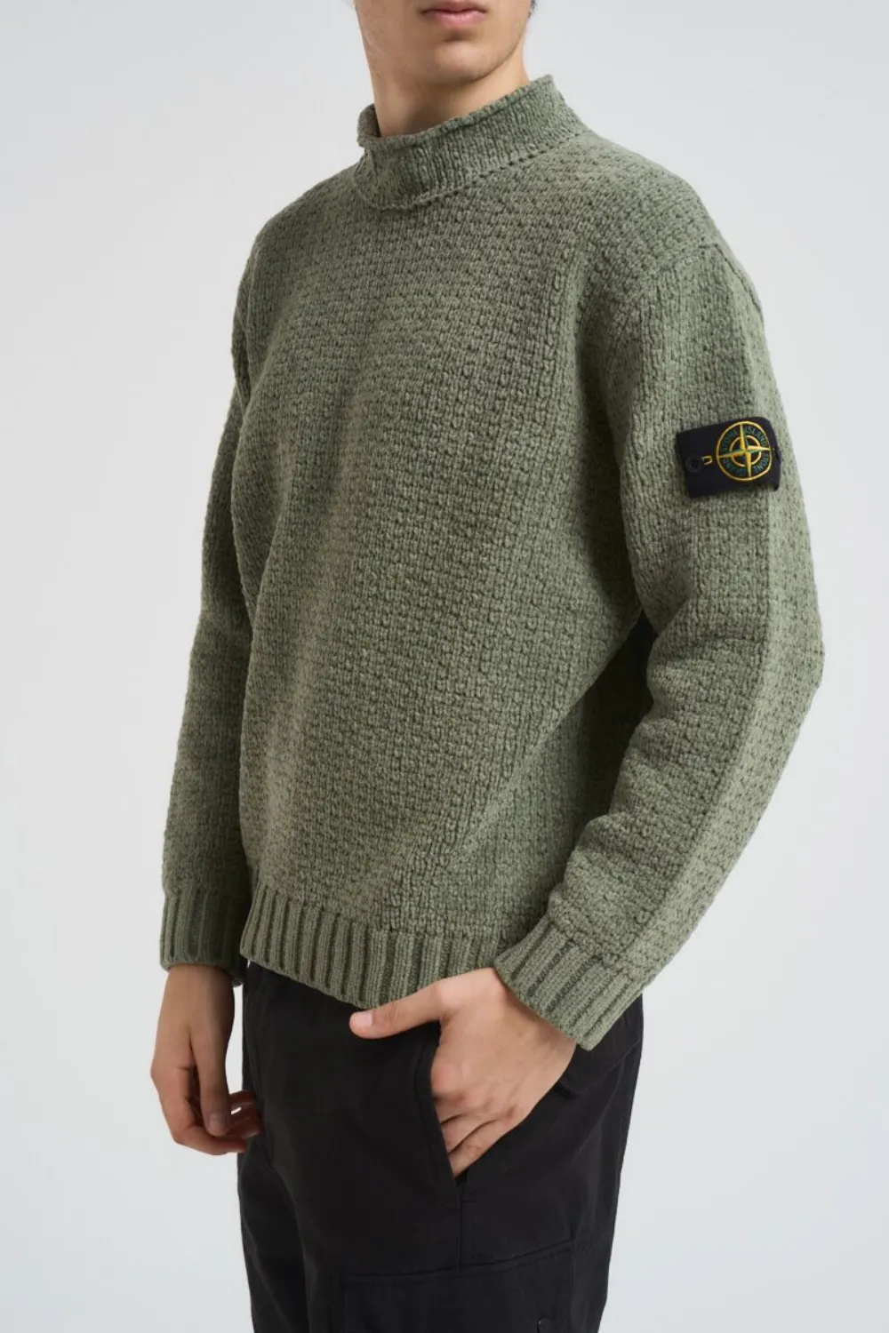 Stone Island 5100019 textured roll-neck knitwear - Groen