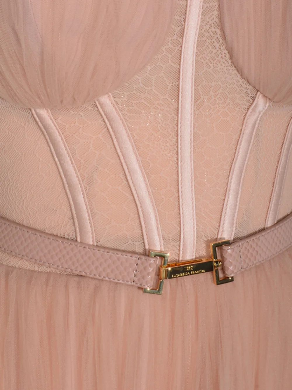 Elisabetta Franchi Tulen jurk met bustier stijl Beige