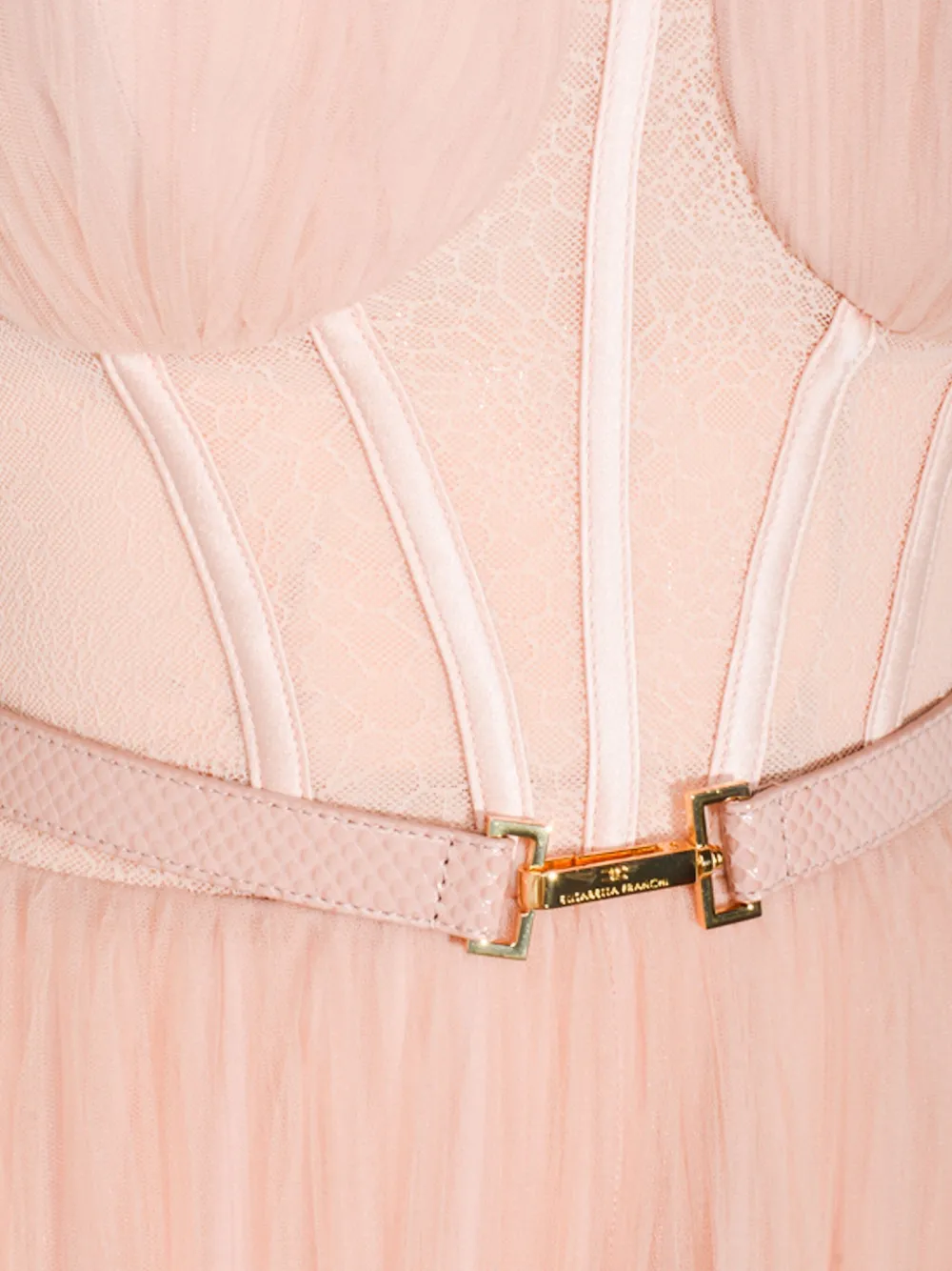 Elisabetta Franchi Tulen jurk met bustier stijl Beige