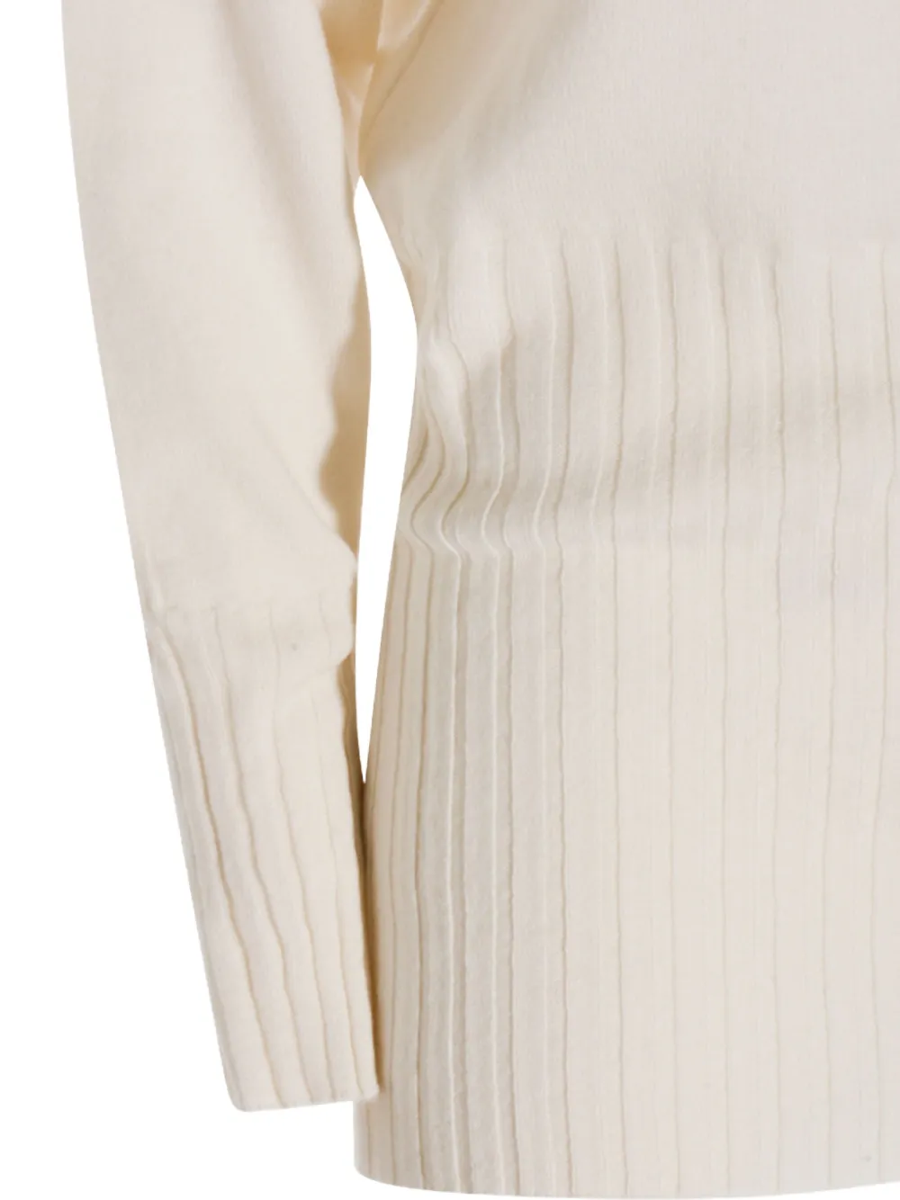 Malo Long Sleeve High Neck Knitwear Top In White