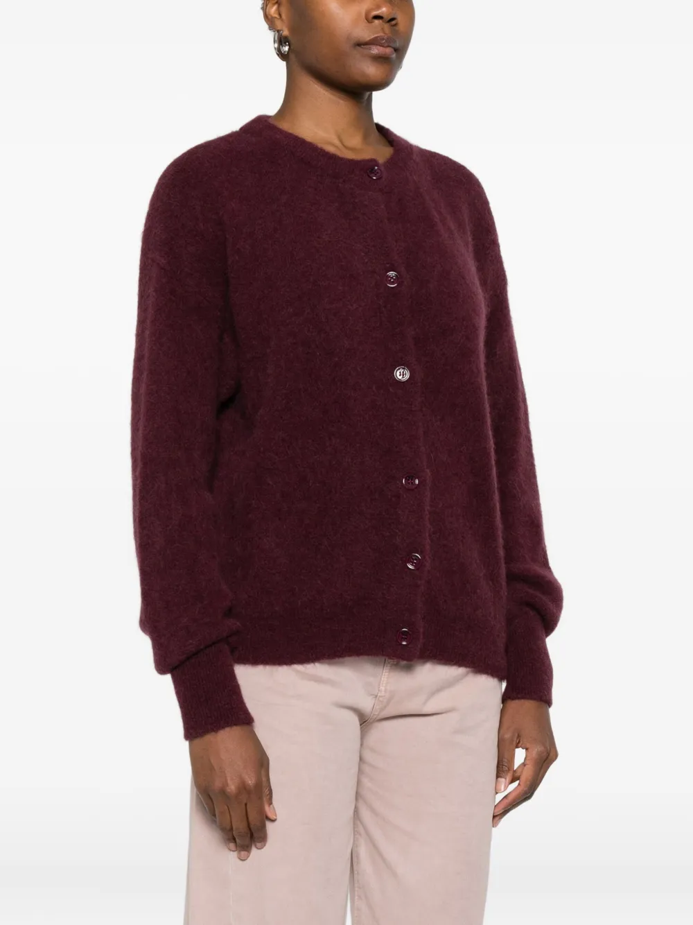 So Allure Buttoned Wool Cardigan In Red