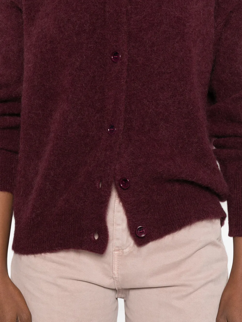 So Allure Buttoned Wool Cardigan In Red