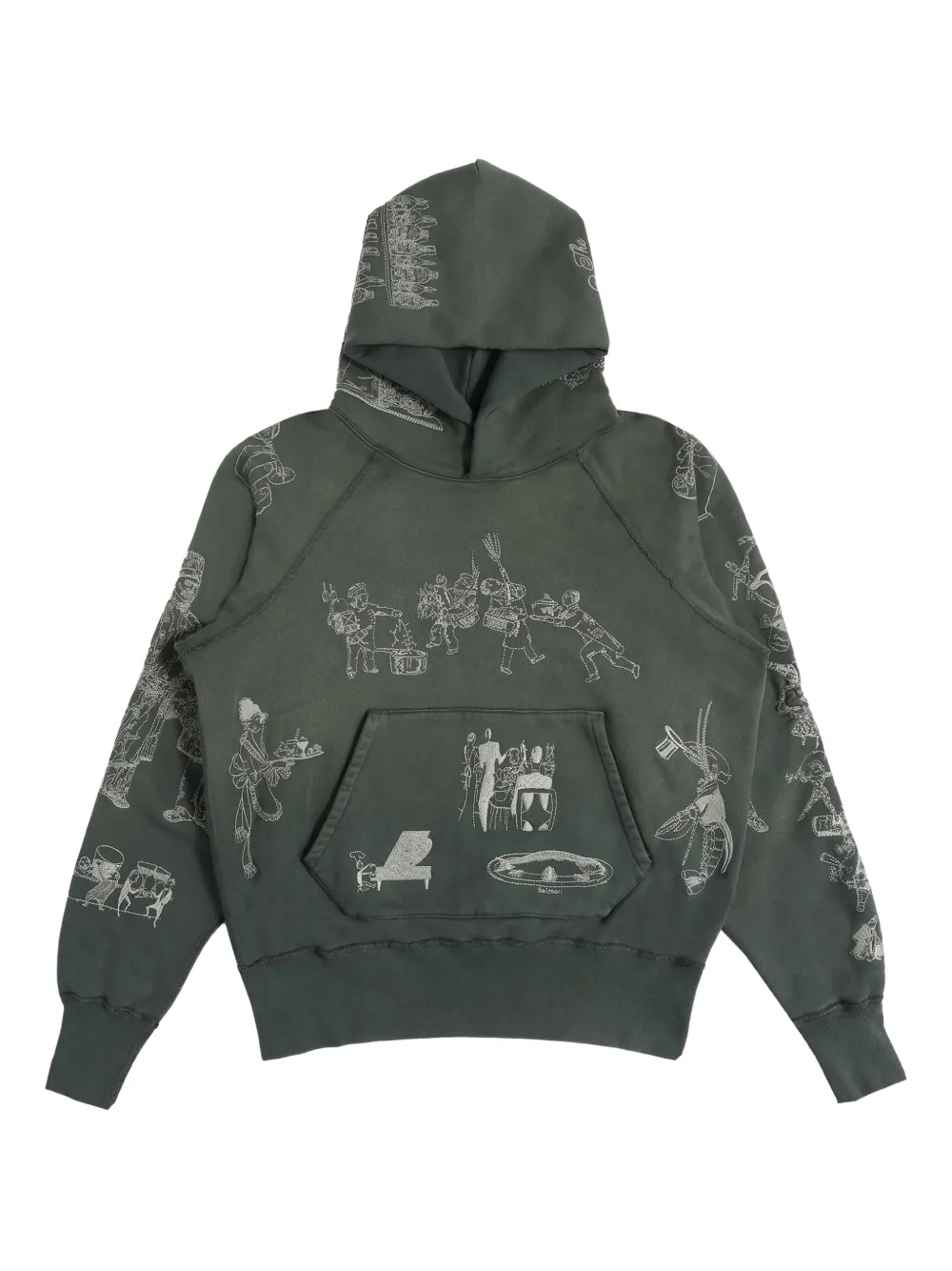 Samuel Zelig Restaurant graphic hoodie | Green | Image 1