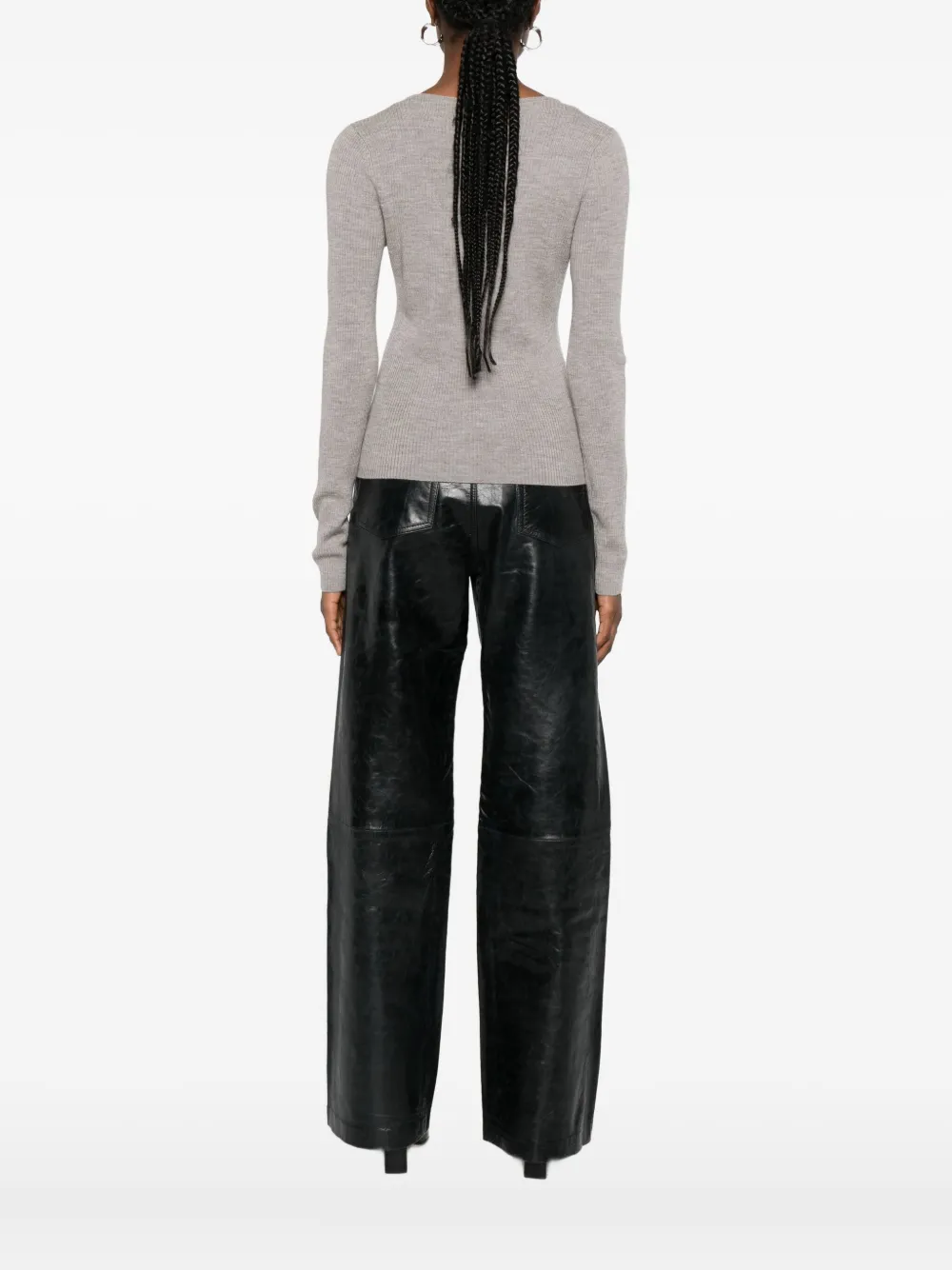 Herskind V-neck Ribbed Sweater In Brown