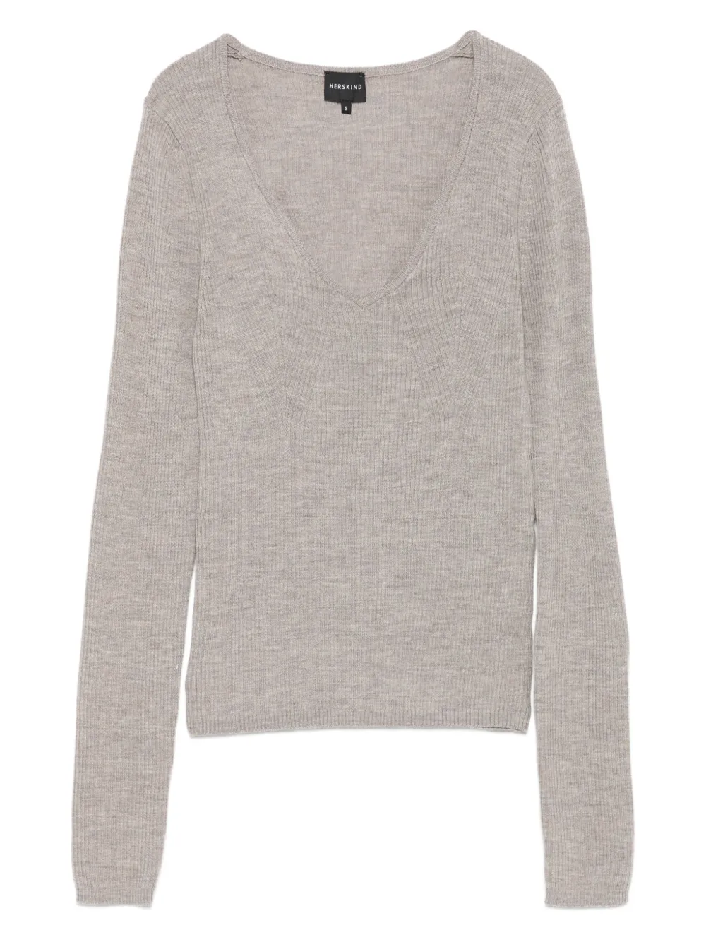 HERSKIND suéter de canalé con cuello en V | gris | Image 1