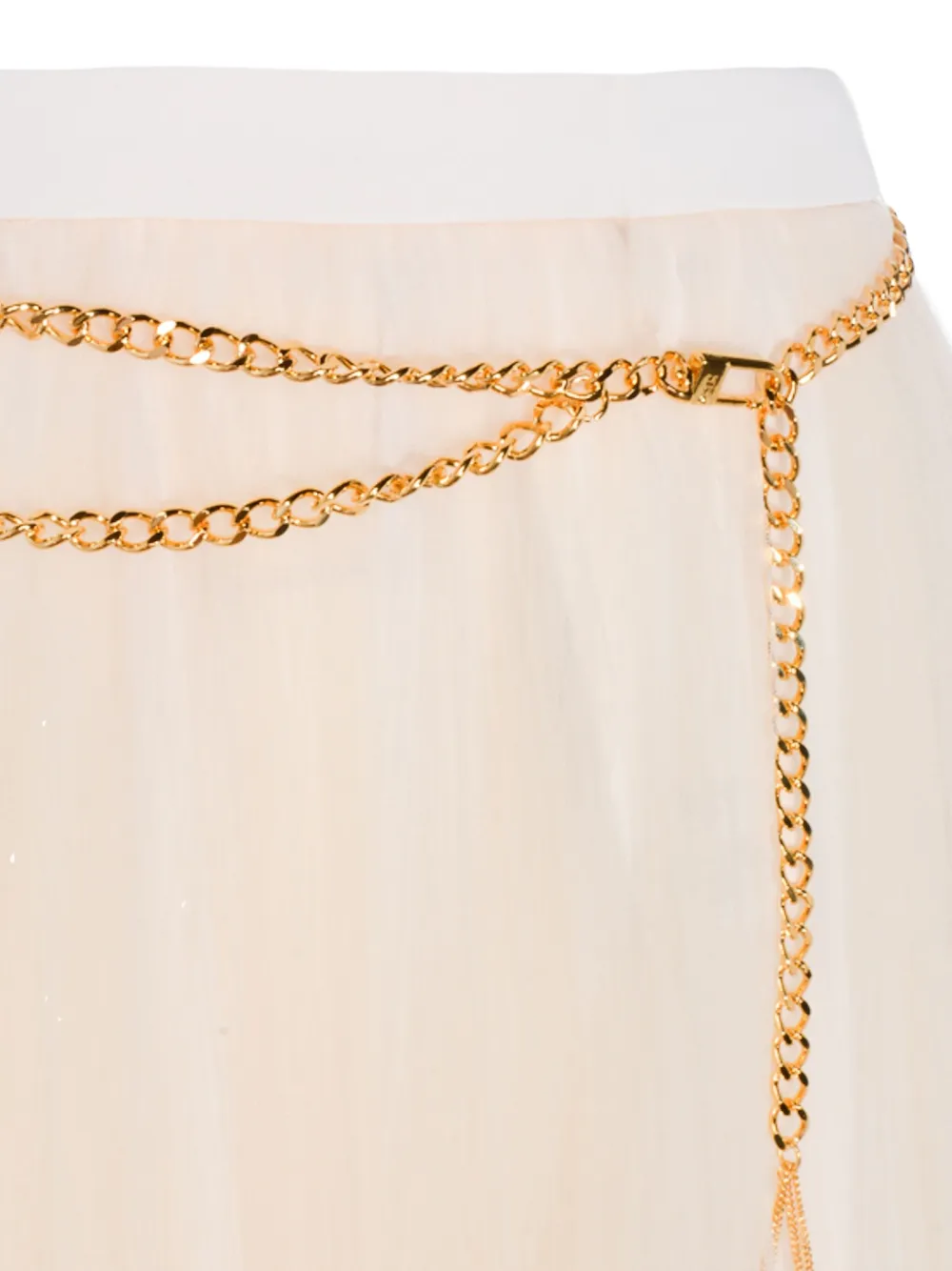 Elisabetta Franchi Midi Skirt With Pleats And Chain Detail In Neutral