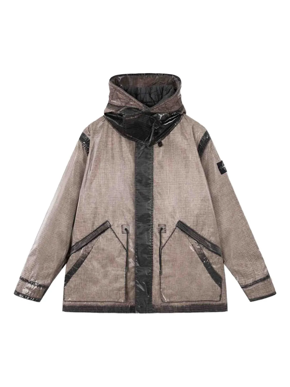 Stone Island Hooded Parka With Prismatic Effect And Padded Lining In Brown