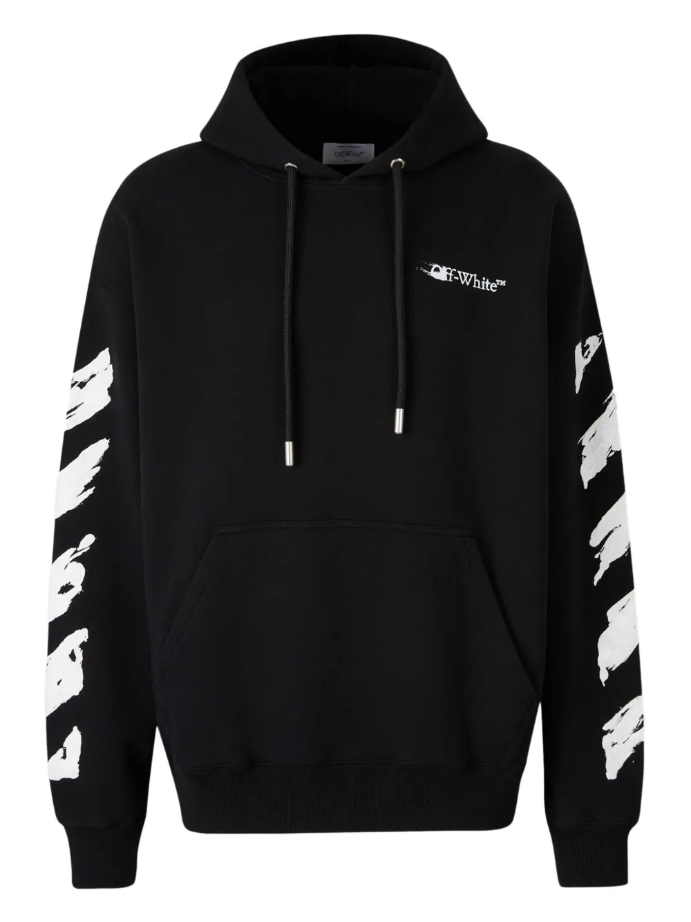 Off-white Ink Arrow Black Cotton Skate Hoodie With Loose Fit In Black