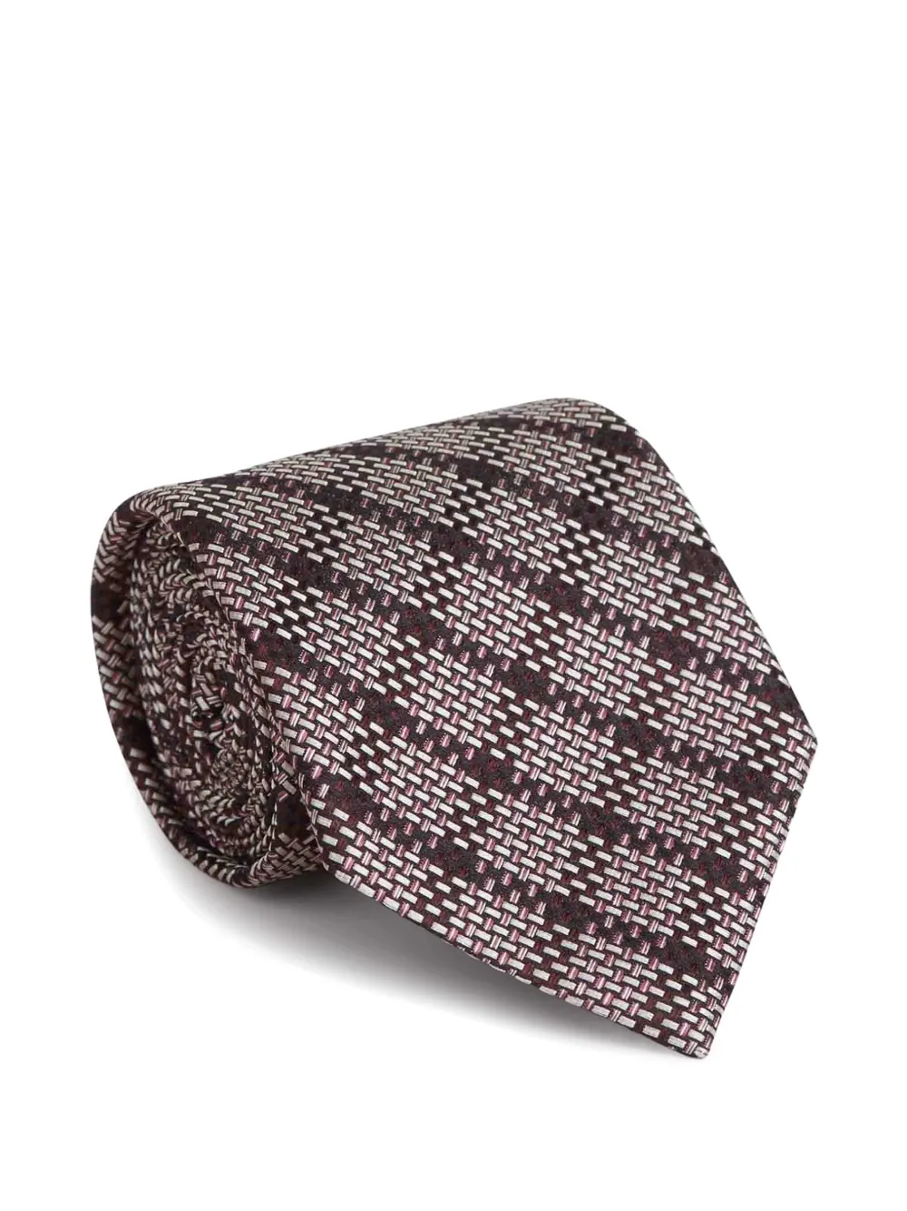 Zegna Patterned Silk Tie In Brown