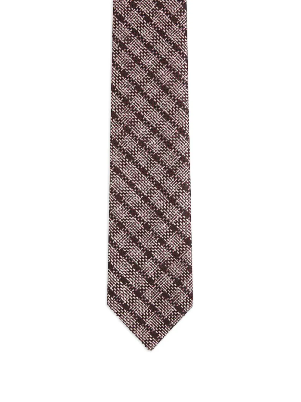 Zegna Patterned Silk Tie In Brown