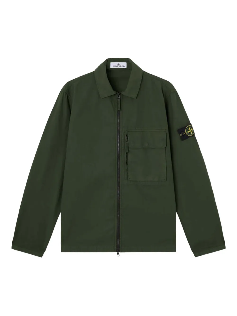 Stone Island logo-patch shirt jacket | Green | Image 1