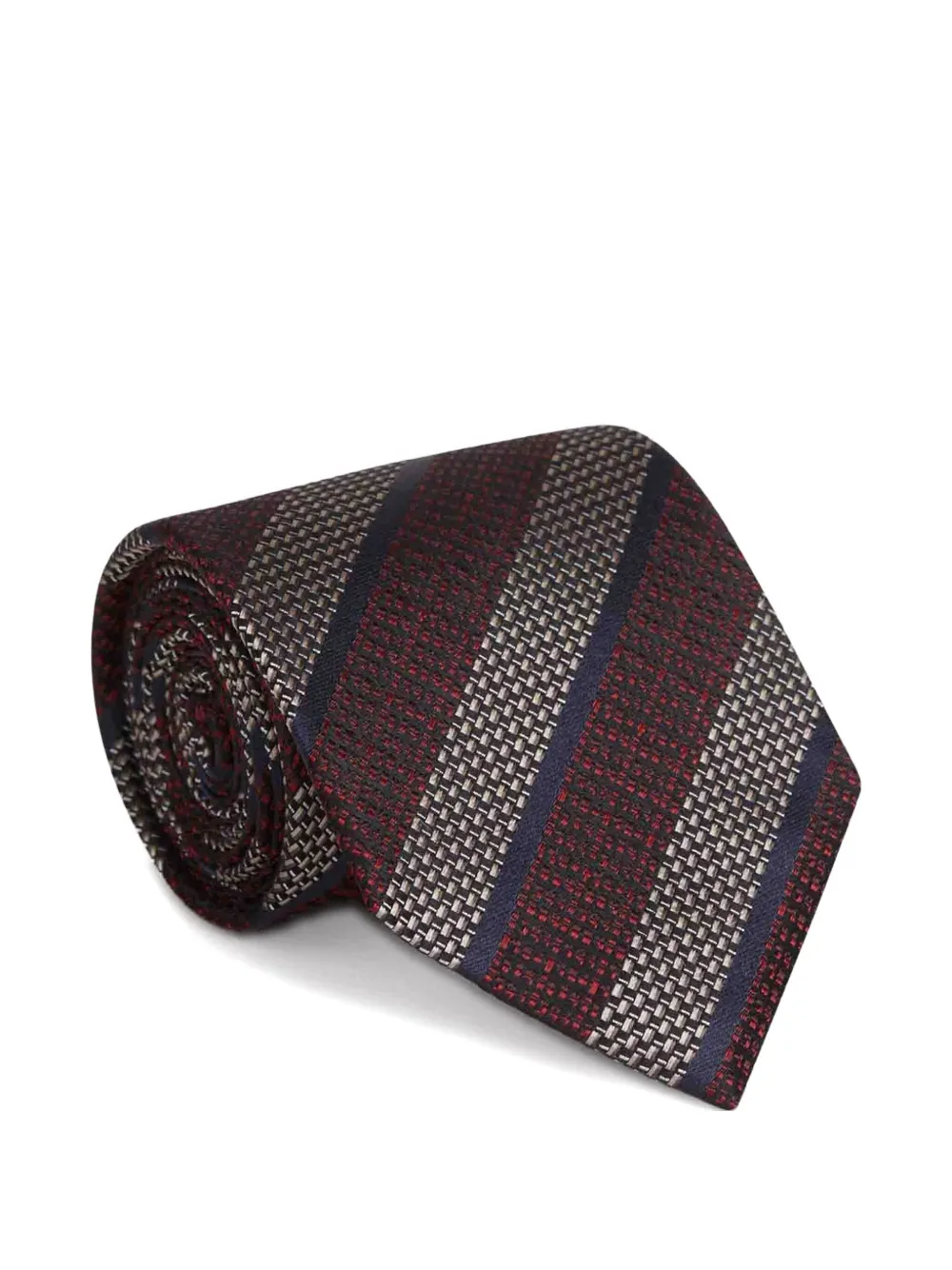 Zegna Patterned Silk Tie In Brown