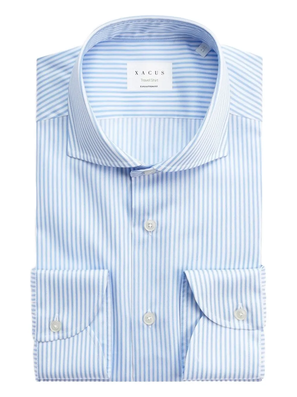 Xacus Striped Button Shirt In Blue