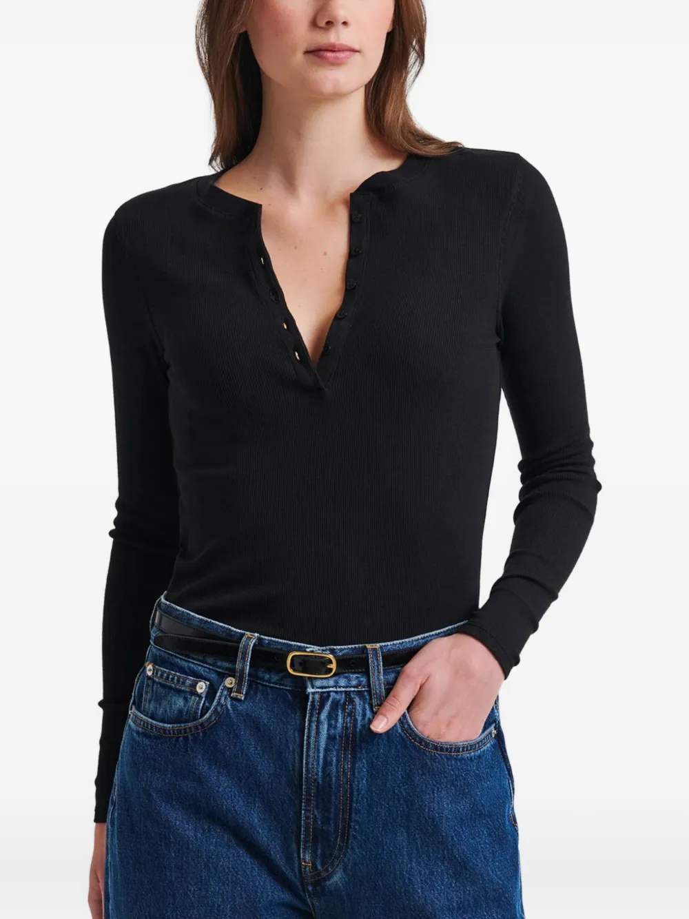 PATRICK ASSARAF Henley button ribbed top | T-Shirts & Jersey Shirts | Image 2