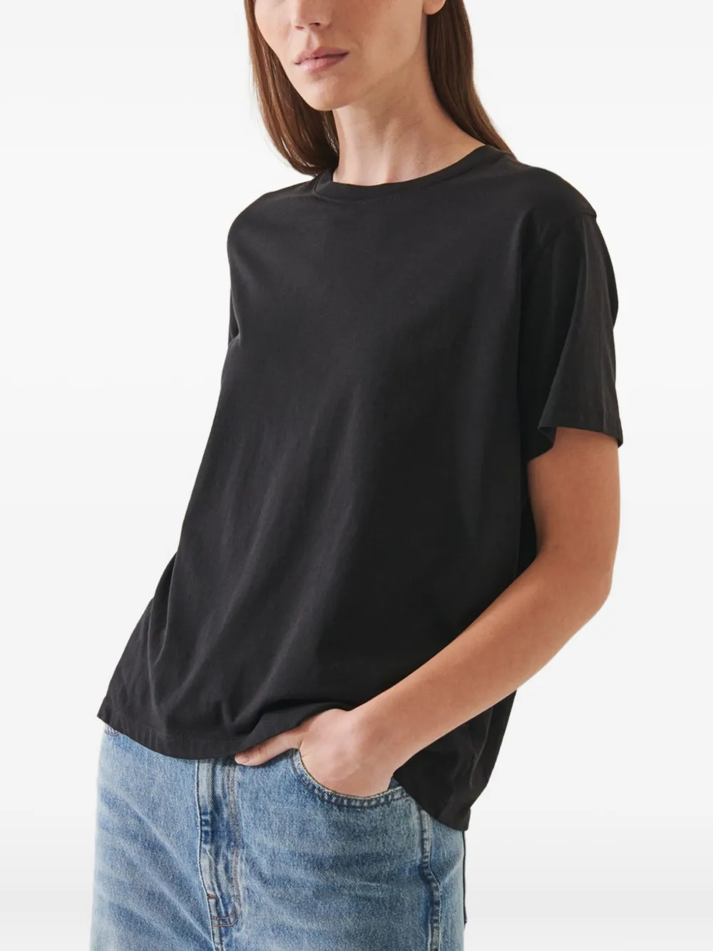 Patrick Assaraf Boyfriend Crew-neck Short-sleeve T-shirt In Black
