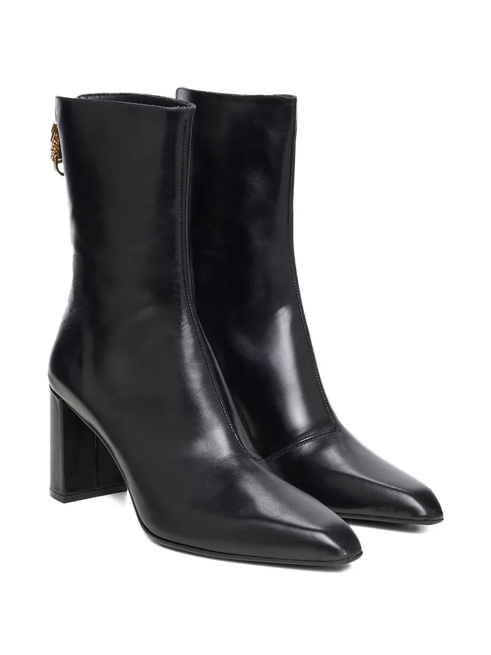 Dorothee Schumacher 70mm enkellaarzen met blokhak en bedel Zwart