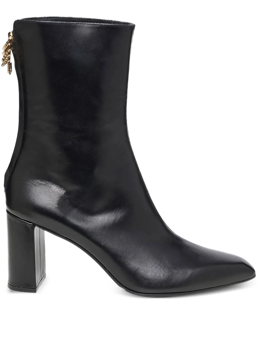 Dorothee Schumacher 70mm enkellaarzen met blokhak en bedel Zwart