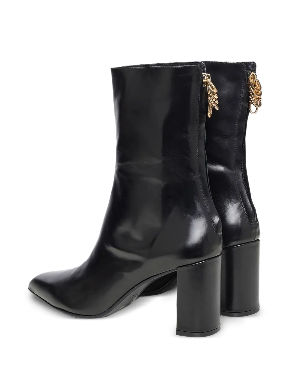 Dorothee Schumacher 70mm enkellaarzen met blokhak en bedel Zwart