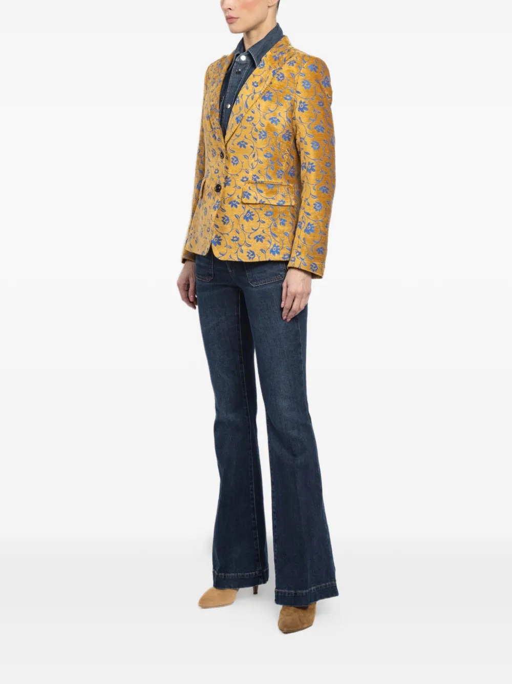  Maurizio Massimino Floral-pattern Buttoned Blazer - Yellow 