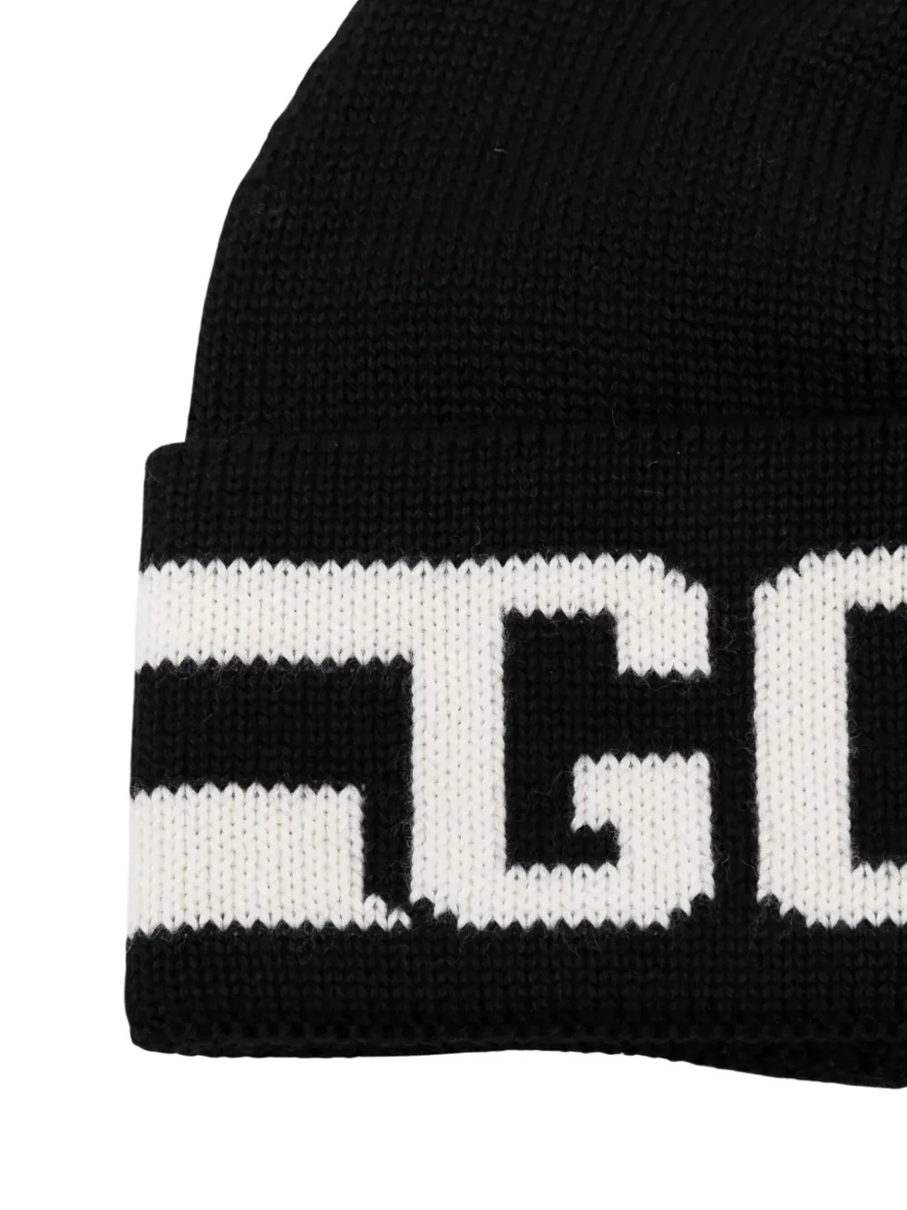 Gcds Logo-knit Wool Beanie In Brown