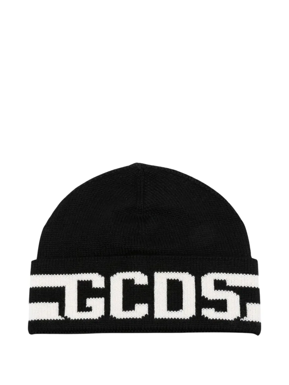 Gcds Logo-knit Wool Beanie In Brown