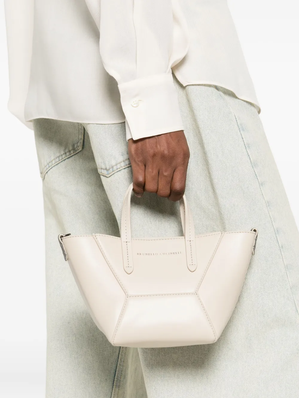 Brunello Cucinelli leather shoulder bag - Wit