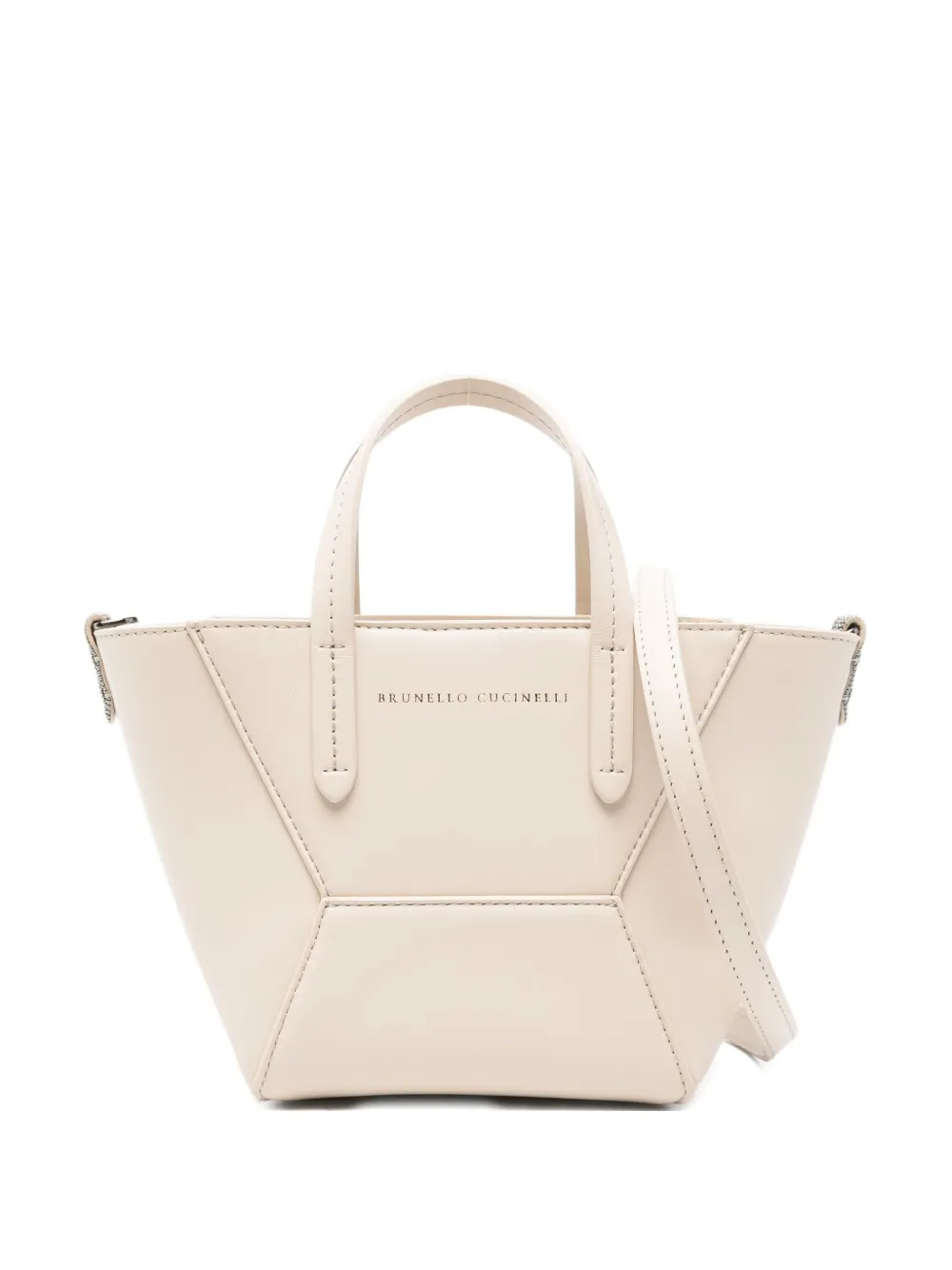 Brunello Cucinelli Leather Shoulder Bag In White