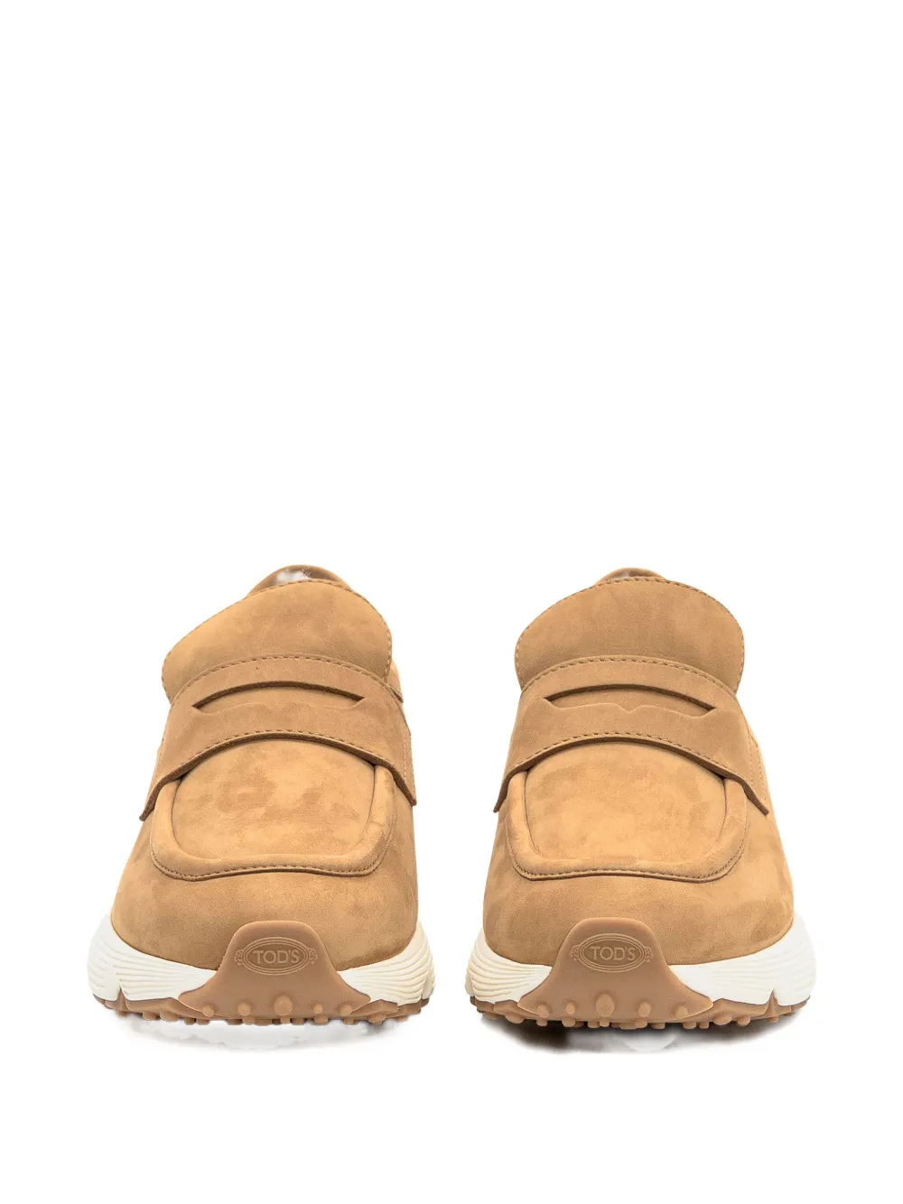 Tod's Camel Loafers In Suede Leather In Brown