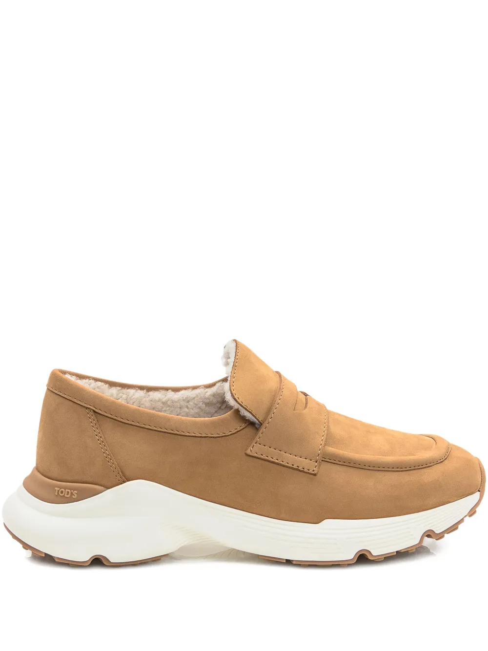 Tod's Camel Loafers In Suede Leather In Brown