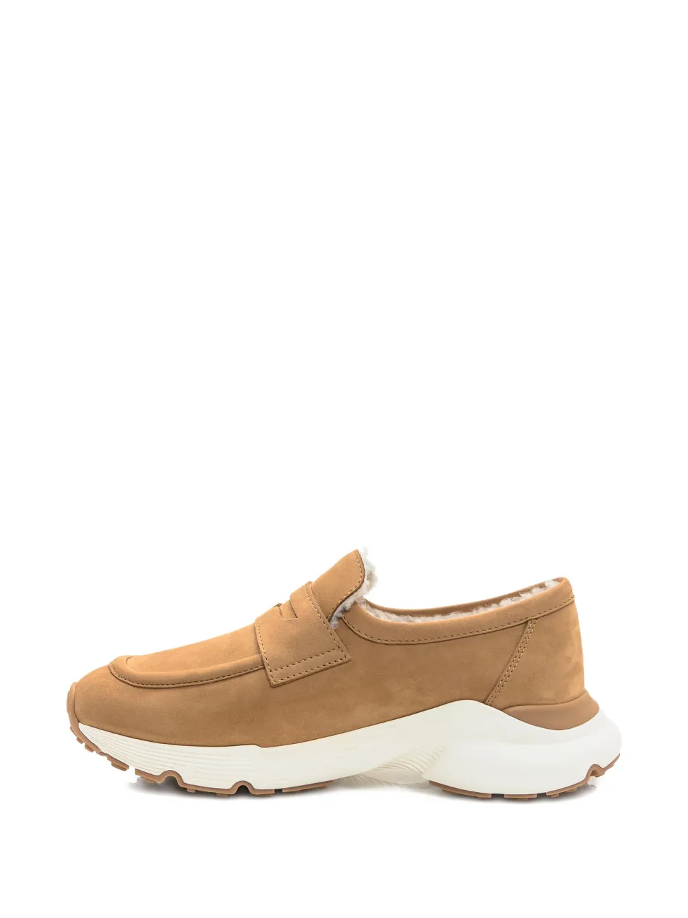 Tod's Camel Loafers In Suede Leather In Brown