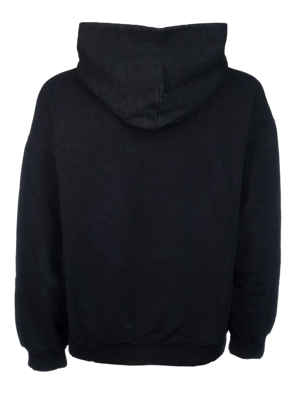 Balenciaga Hooded Graphic Print Sweater With Ribbed Cuffs In Black