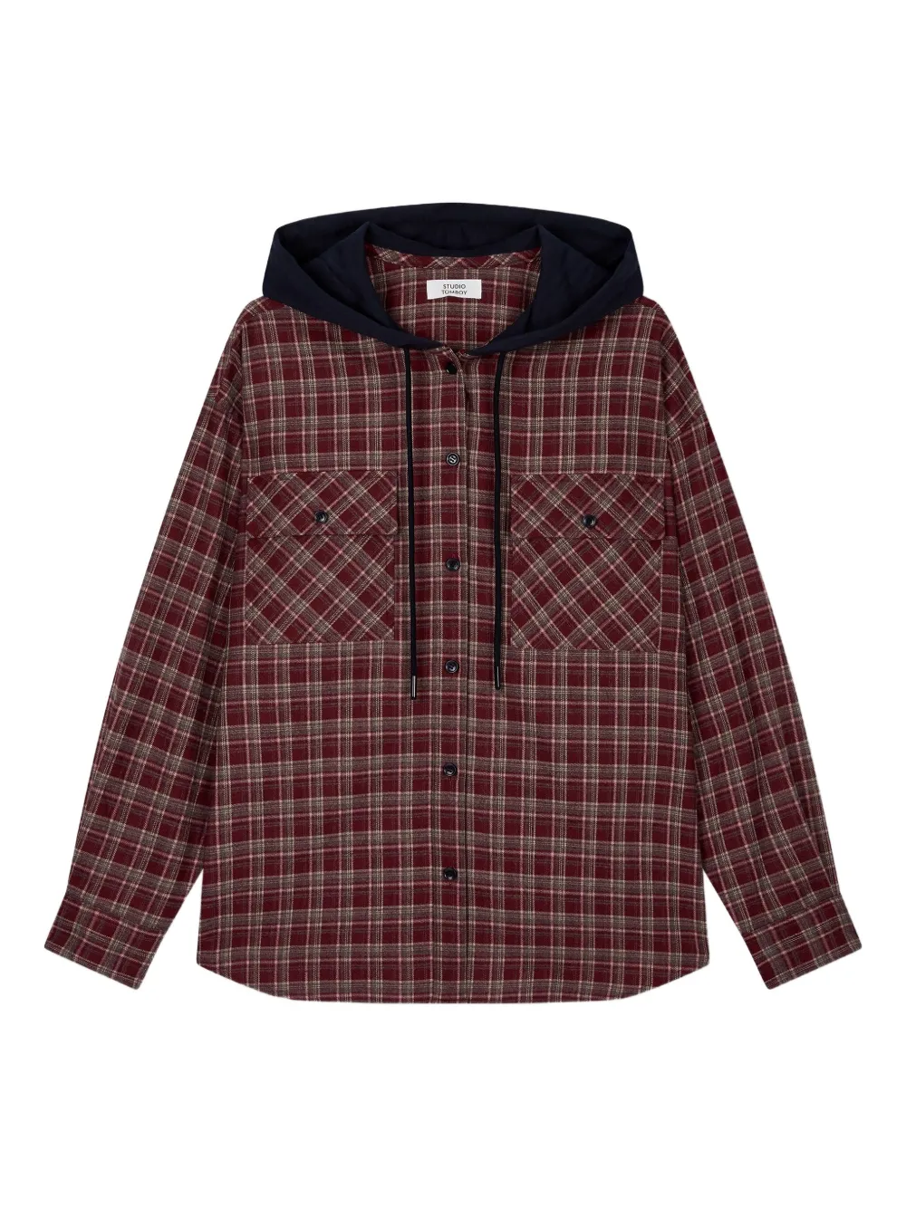 Studio Tomboy Check-pattern Hooded Shirt In Multi