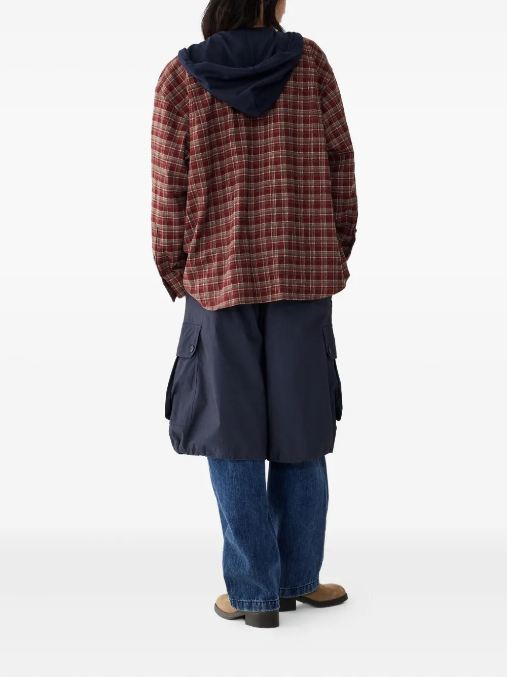 STUDIO TOMBOY check-pattern hooded shirt - Rood