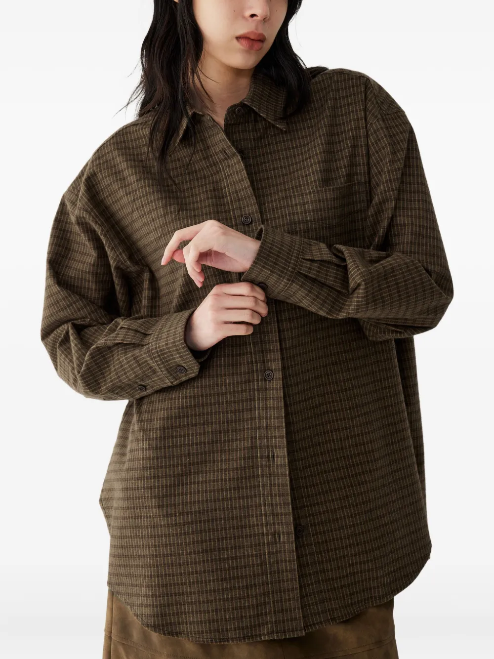 Studio Tomboy Checked Shirt In Brown
