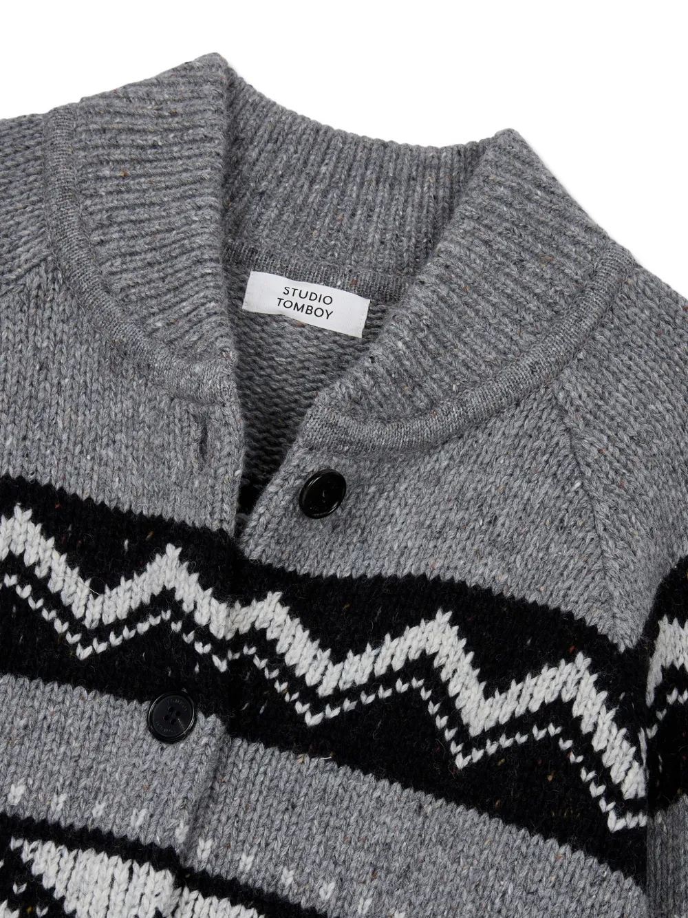 Studio Tomboy Fair Isle-knit Cardigan In Gray