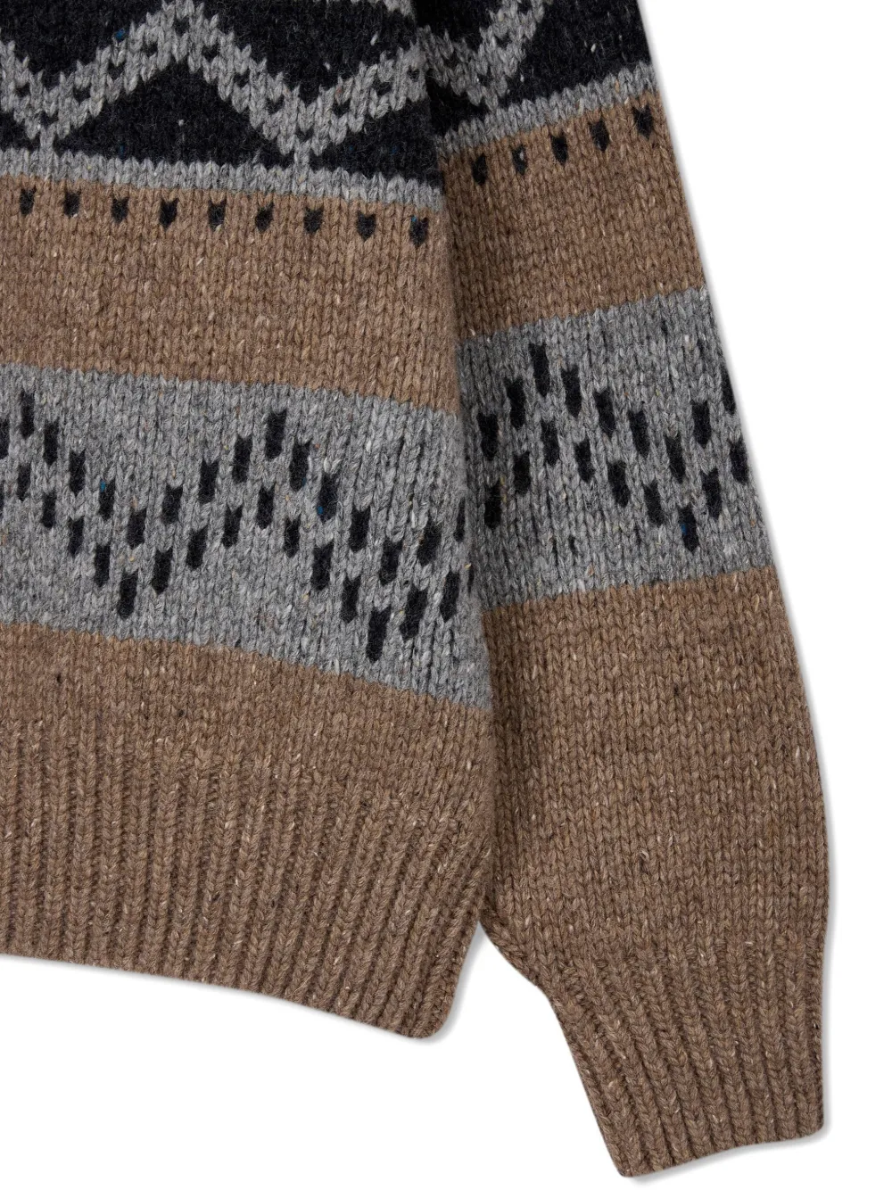 Studio Tomboy Fair Isle Cardigan In Brown