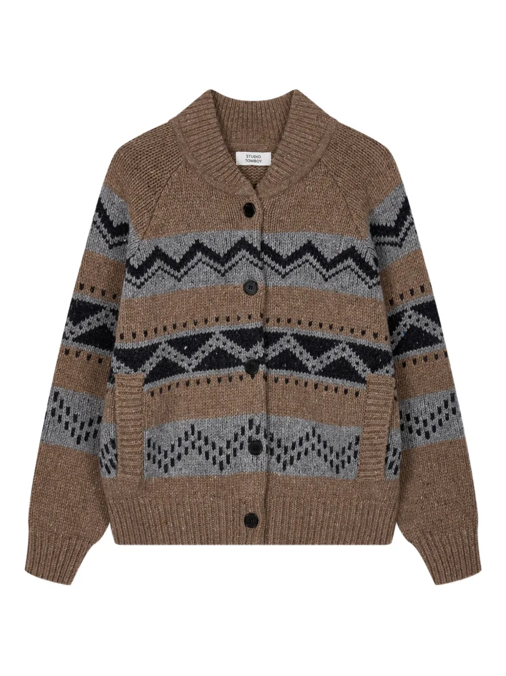 Studio Tomboy Fair Isle Cardigan In Brown