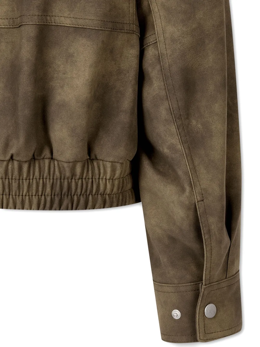 Studio Tomboy Faux Suede Bomber Jacket In Brown