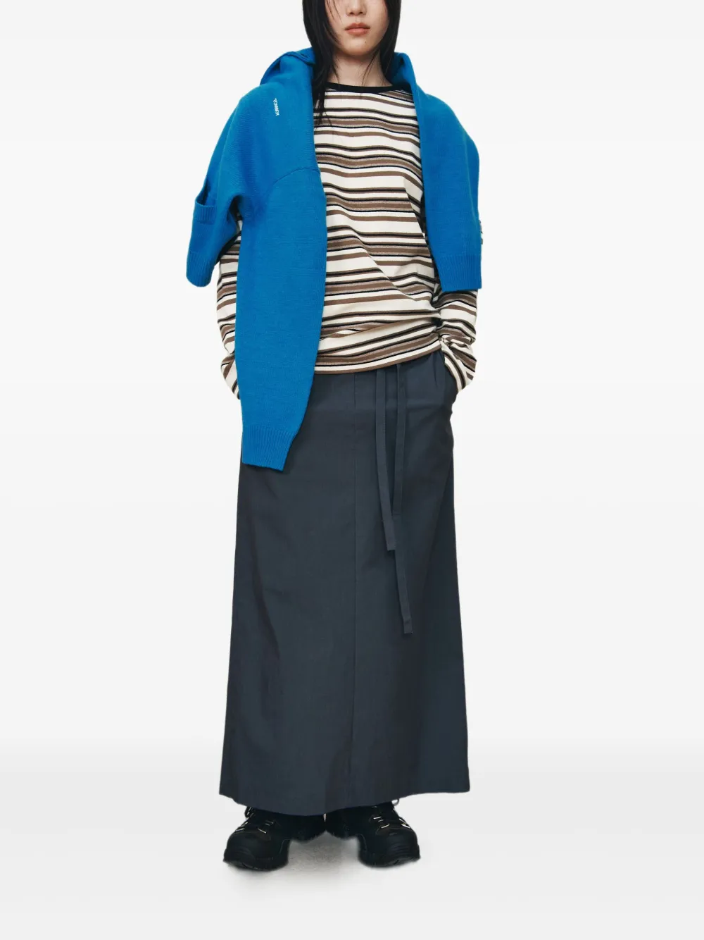 STUDIO TOMBOY Ripstop maxi-rok met ceintuur - Blauw