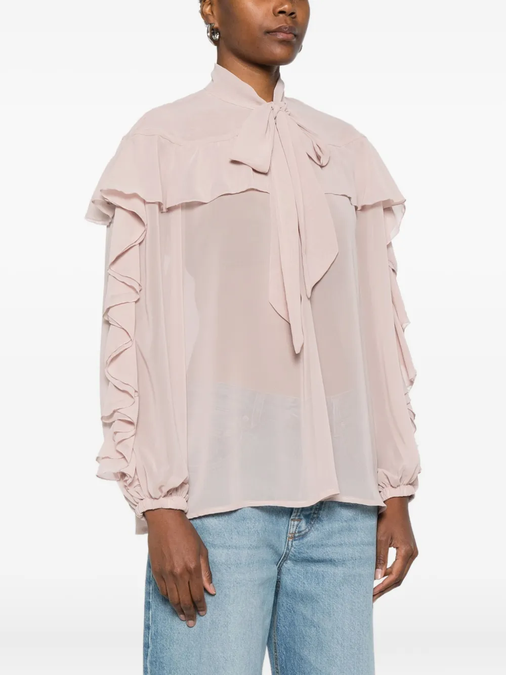 So Allure Ruffled Blouse In Pink