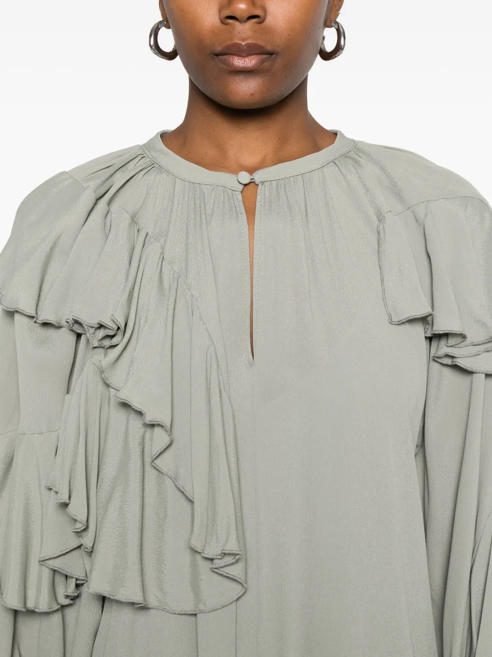 So Allure Ruffled Mini Dress In Green