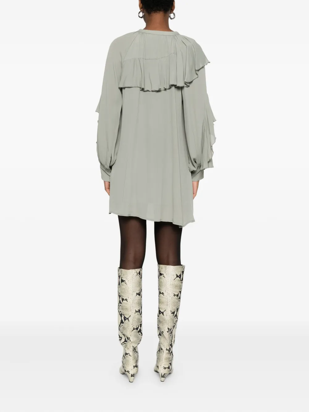 So Allure Ruffled Mini Dress In Green