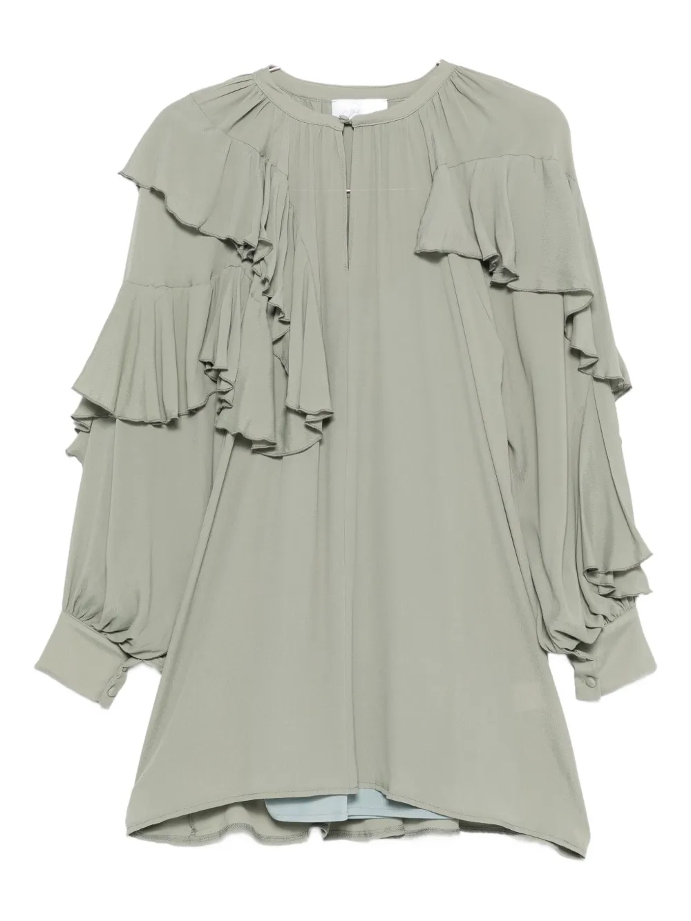 So Allure Ruffled Mini Dress In Green